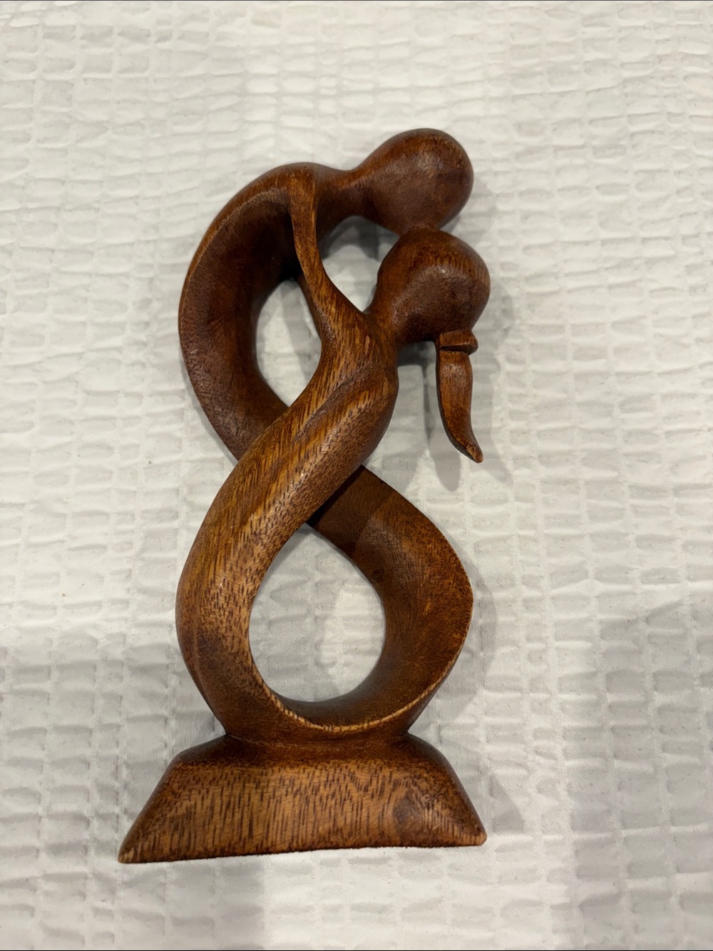 Handcrafted Brown Wooden Abstract Couple Sculpture - Home Art